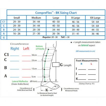 BiaCare CompreFLEX Below Knee Wrap Size Chart