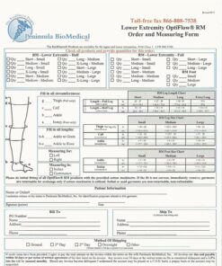 OptiFlow Lower Extremity Measuring Chart