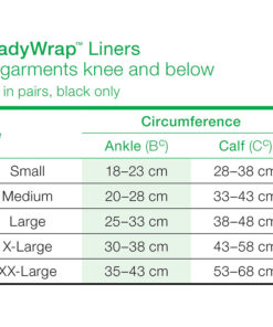 Solaris Below Knee Silver Liners Size Chart