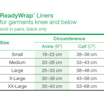 Solaris Below Knee Silver Liners Size Chart