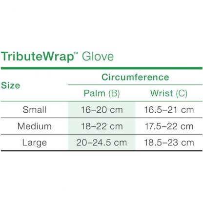 TributeWrap Glove Size Chart