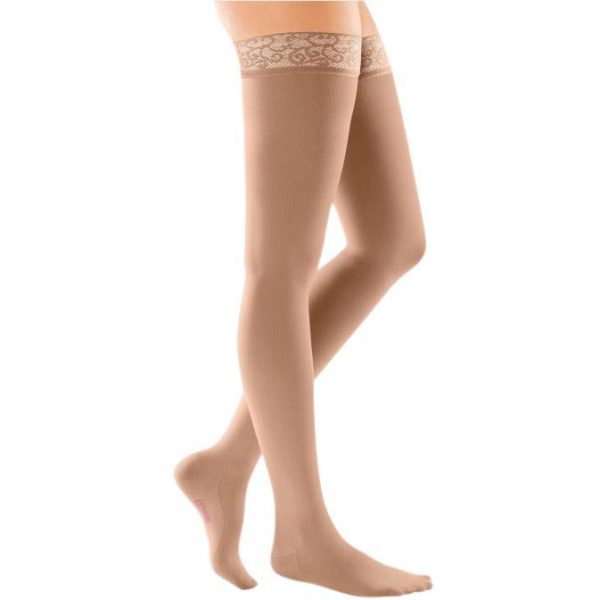 Medi Comfort Thigh High Socks - 30-40 mmHg w/ Lace Silicone Top Band - Closed Toe - Image 3
