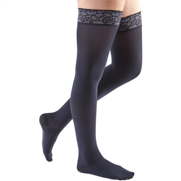 Medi Comfort Thigh High Socks - 30-40 mmHg w/ Lace Silicone Top Band - Closed Toe - Image 5