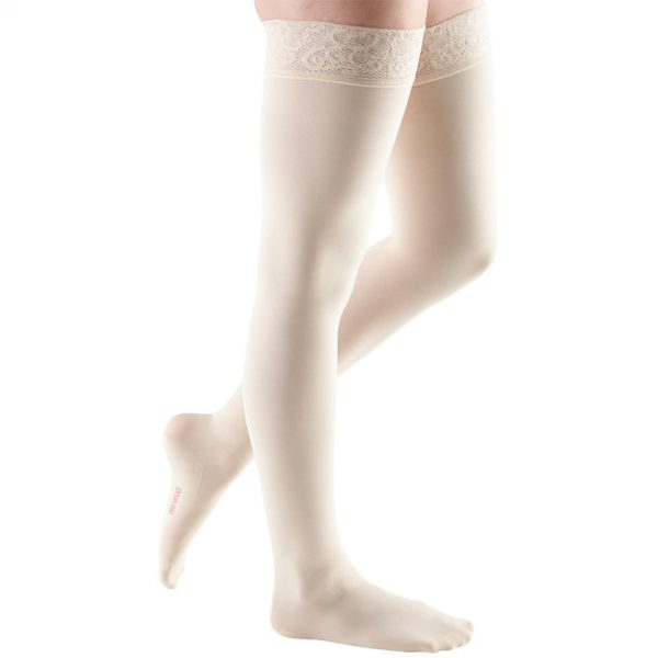 Medi Comfort Thigh High Socks - 30-40 mmHg w/ Lace Silicone Top Band - Closed Toe - Image 7