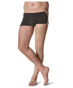 Sigvaris Natural Rubber Thigh High 30-40 mmHg, Open Toe w/ Waist Attachment