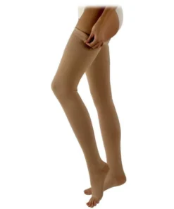 Sigvaris Natural Rubber Thigh High 30-40 mmHg - Open Toe w/ Silicone Beaded Grip-Top